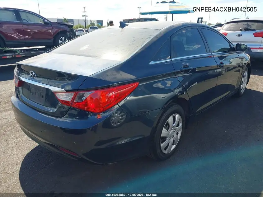 2011 HYUNDAI SONATA VIN 5NPEB4ACXBH042505 — фото 4