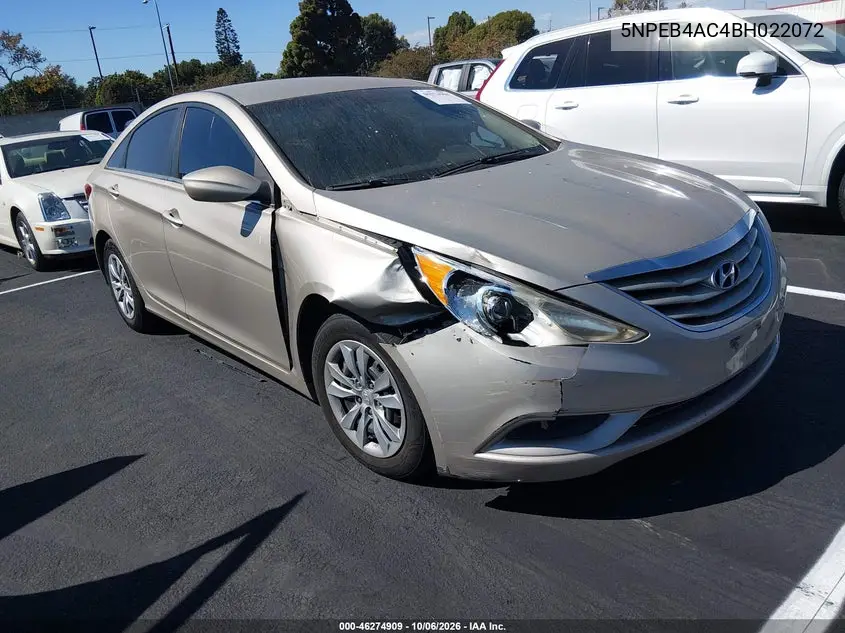 HYUNDAI SONATA 2011, VIN 5NPEB4AC4BH022072
