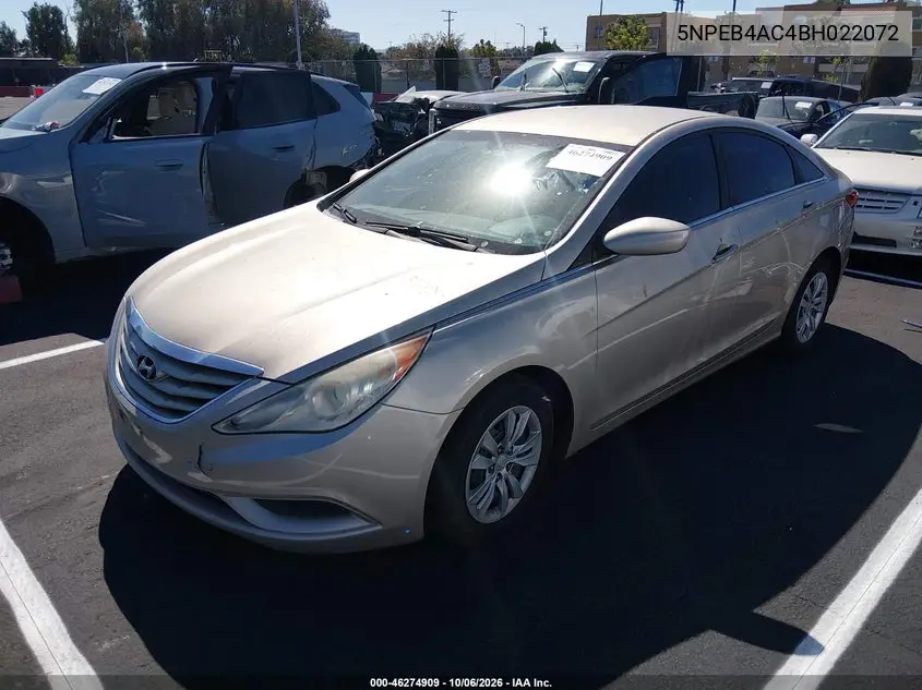 2011 HYUNDAI SONATA VIN 5NPEB4AC4BH022072 — фото 2