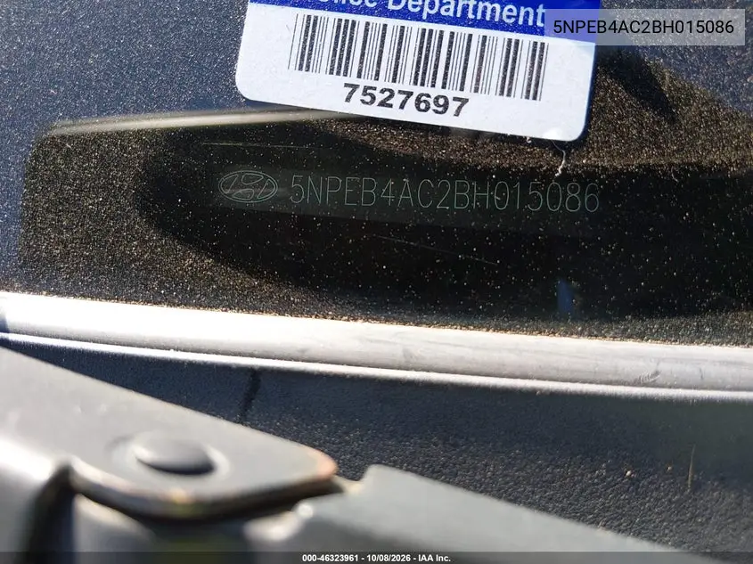 2011 HYUNDAI SONATA VIN 5NPEB4AC2BH015086 — фото 11
