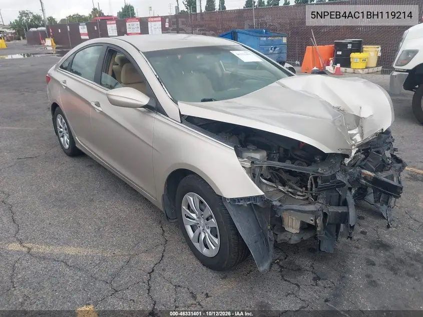 HYUNDAI SONATA 2011, VIN 5NPEB4AC1BH119214