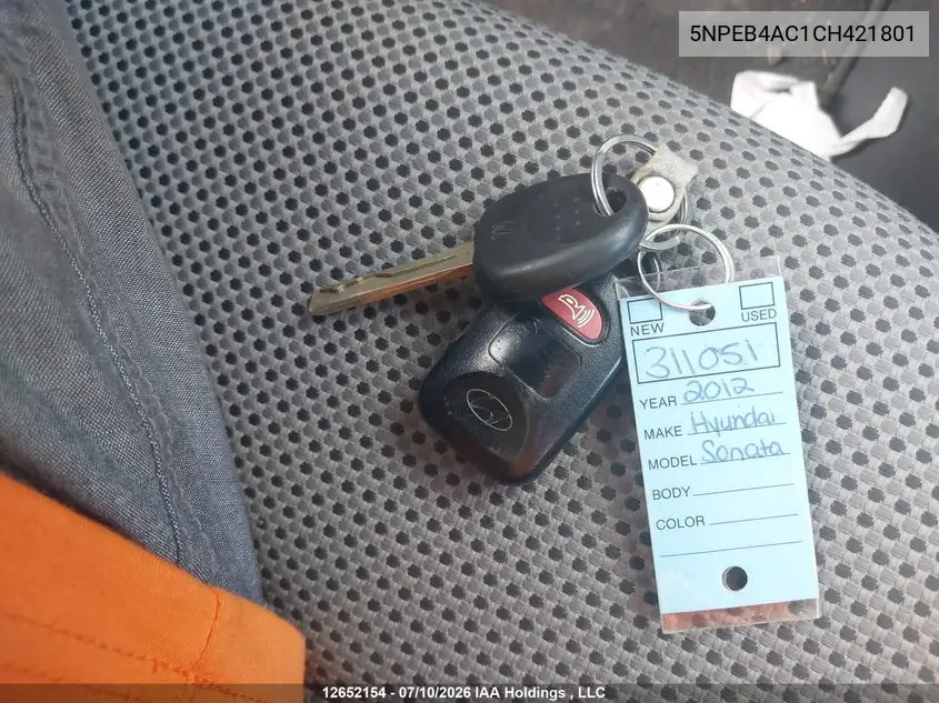 2012 HYUNDAI SONATA VIN 5NPEB4AC1CH421801 — фото 11