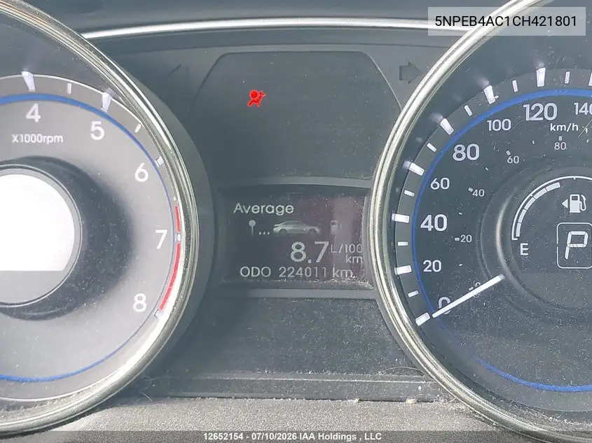 2012 HYUNDAI SONATA VIN 5NPEB4AC1CH421801 — фото 15