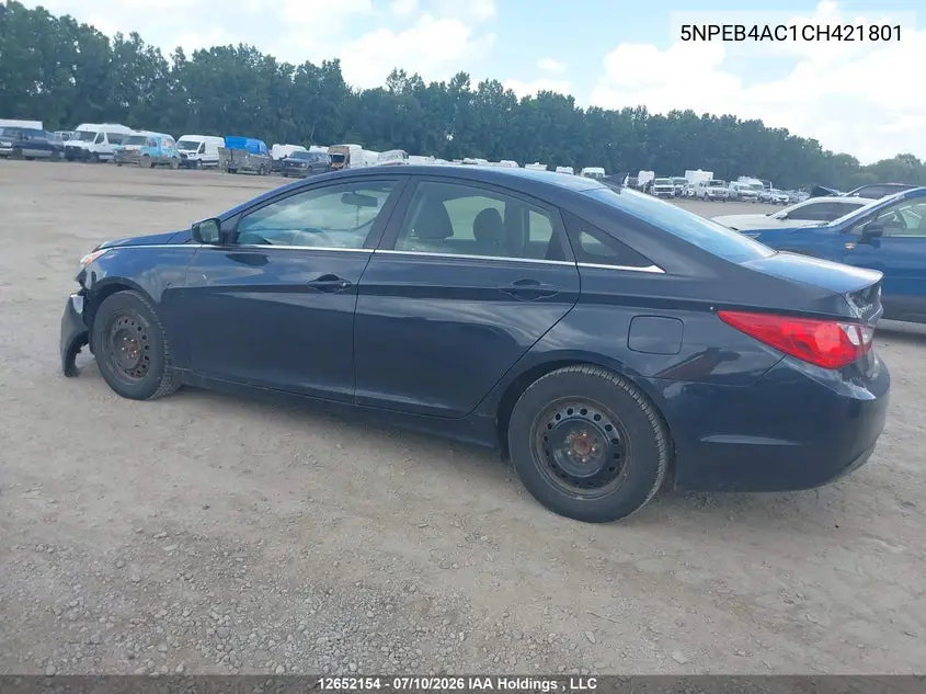2012 HYUNDAI SONATA VIN 5NPEB4AC1CH421801 — фото 3