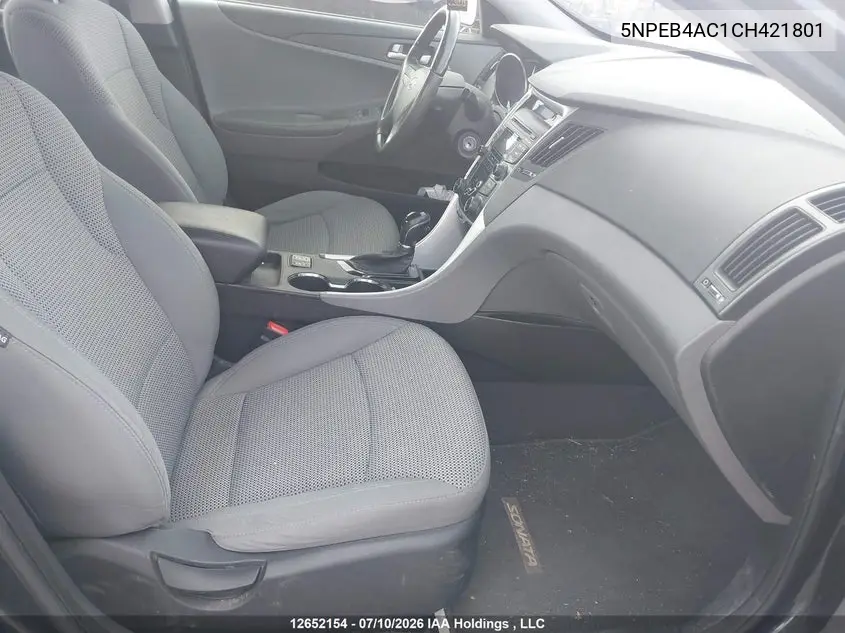 2012 HYUNDAI SONATA VIN 5NPEB4AC1CH421801 — фото 5