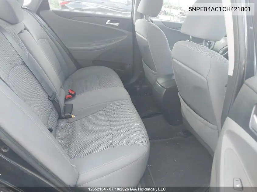 2012 HYUNDAI SONATA VIN 5NPEB4AC1CH421801 — фото 8