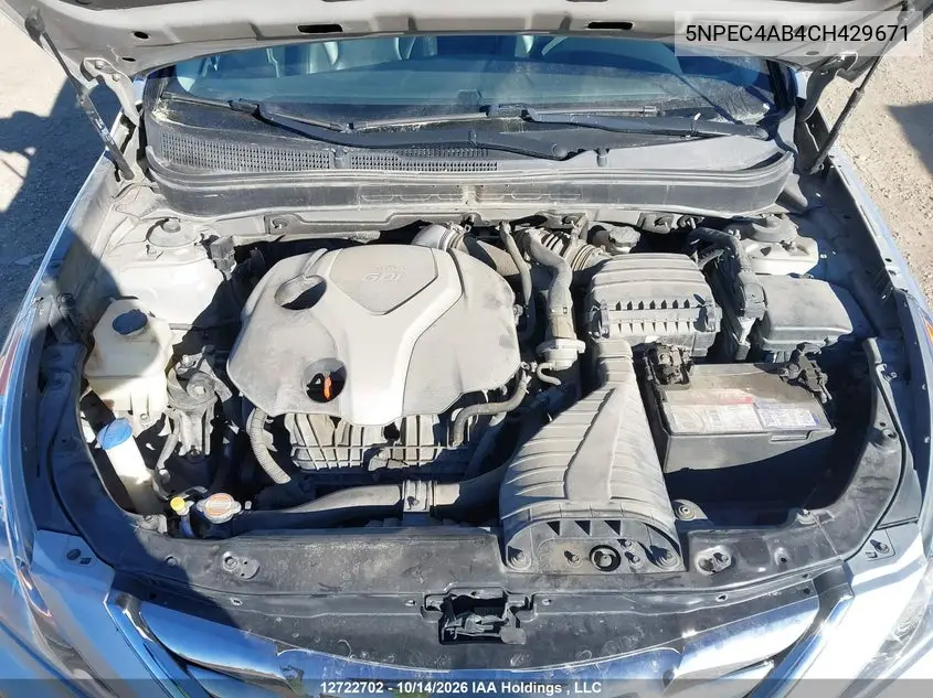 2012 HYUNDAI SONATA VIN 5NPEC4AB4CH429671 — фото 10