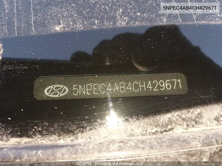 2012 HYUNDAI SONATA VIN 5NPEC4AB4CH429671 — фото 20
