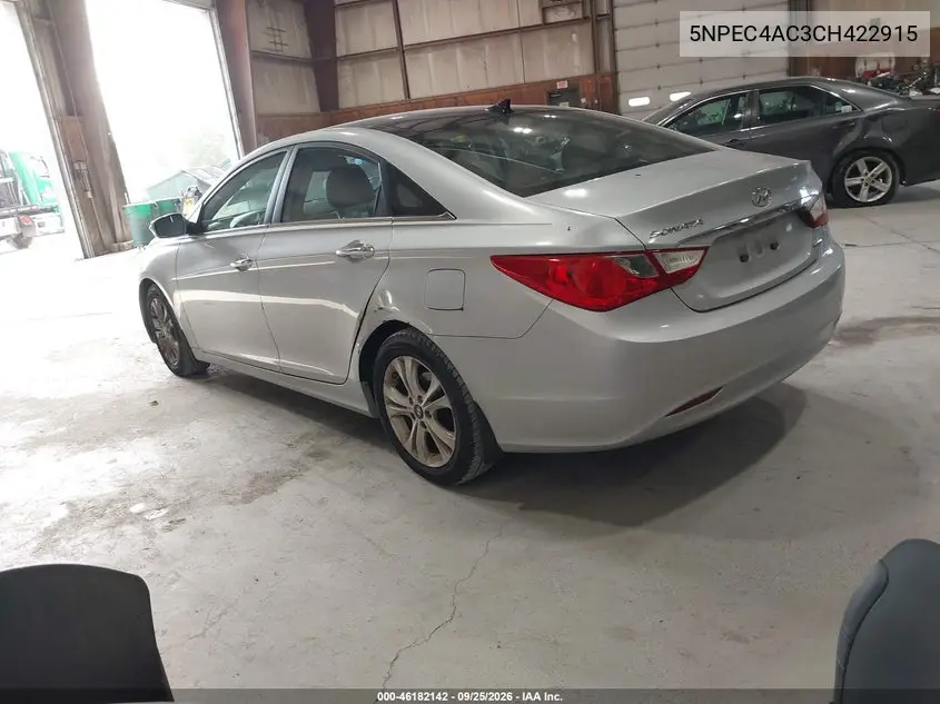 2012 HYUNDAI SONATA VIN 5NPEC4AC3CH422915 — фото 3
