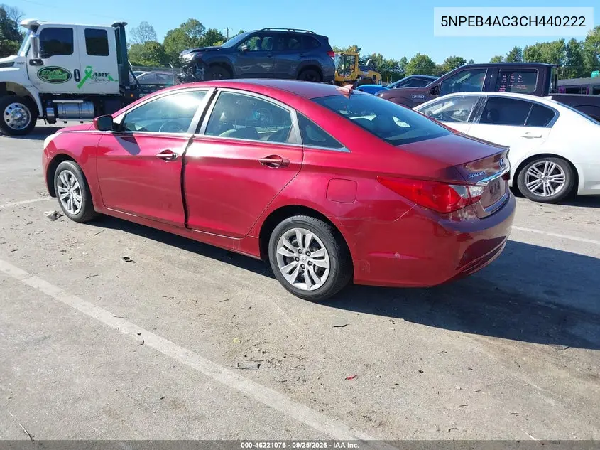 2012 HYUNDAI SONATA VIN 5NPEB4AC3CH440222 — фото 3