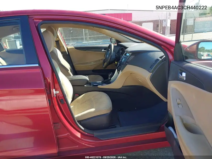 2012 HYUNDAI SONATA VIN 5NPEB4AC3CH440222 — фото 5