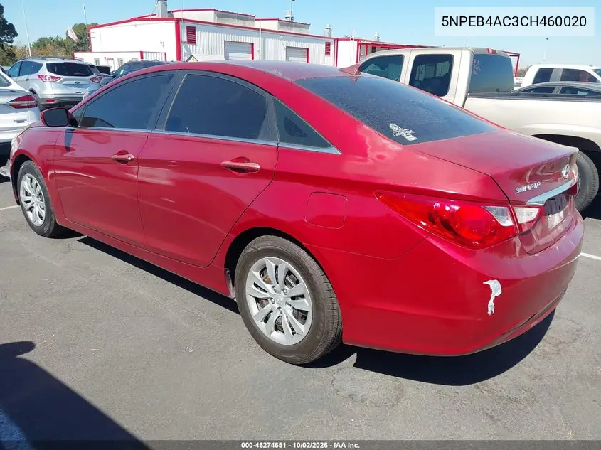 2012 HYUNDAI SONATA VIN 5NPEB4AC3CH460020 — фото 3