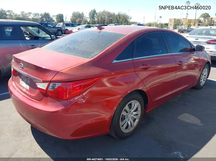 2012 HYUNDAI SONATA VIN 5NPEB4AC3CH460020 — фото 4