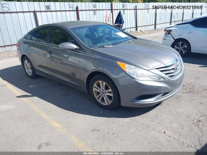 HYUNDAI SONATA 2012, VIN 5NPEB4AC4CH321868