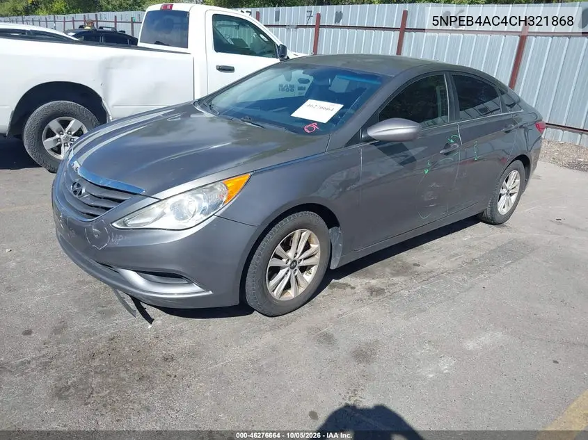 2012 HYUNDAI SONATA VIN 5NPEB4AC4CH321868 — фото 2