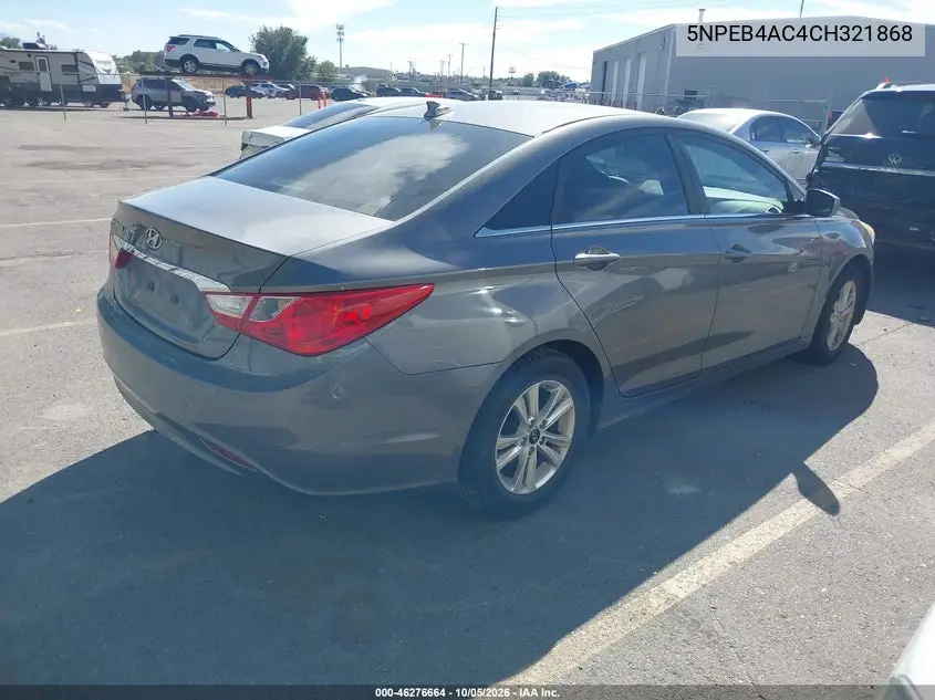 2012 HYUNDAI SONATA VIN 5NPEB4AC4CH321868 — фото 4