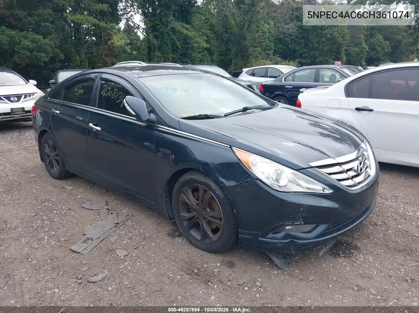 HYUNDAI SONATA 2012, VIN 5NPEC4AC6CH361074
