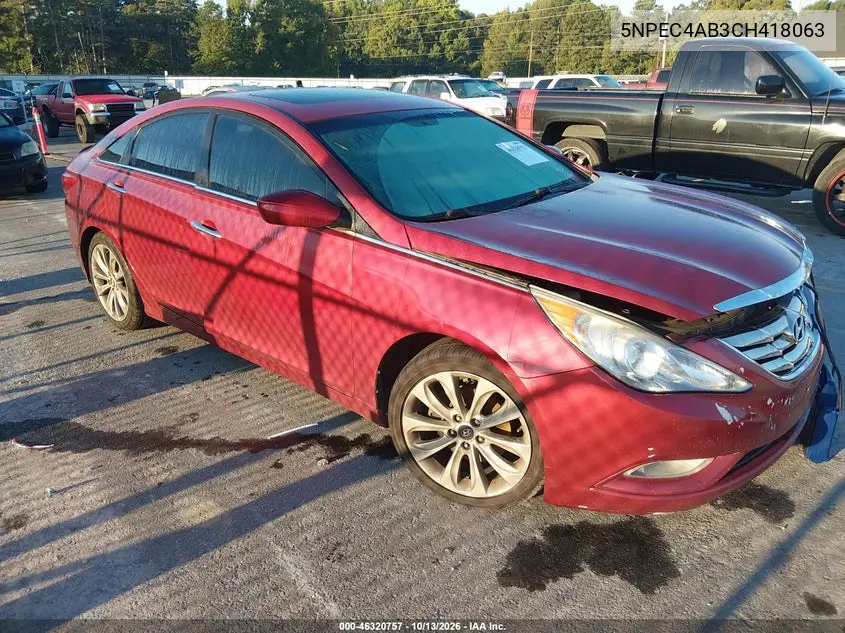 HYUNDAI SONATA 2012, VIN 5NPEC4AB3CH418063