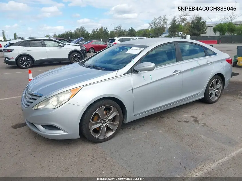 2012 HYUNDAI SONATA VIN 5NPEB4AC0CH388046 — фото 2