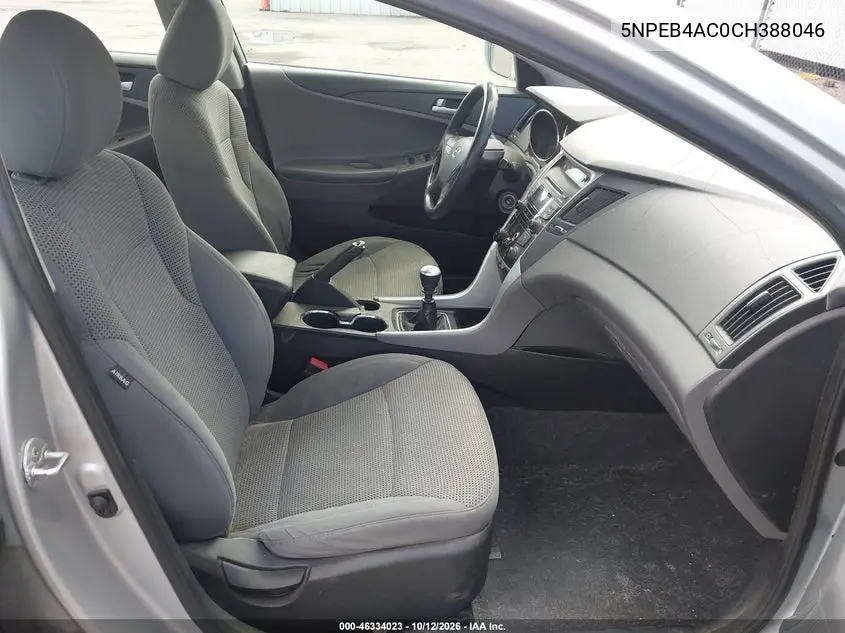 2012 HYUNDAI SONATA VIN 5NPEB4AC0CH388046 — фото 5