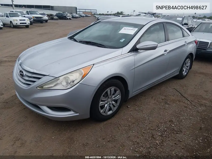 2012 HYUNDAI SONATA VIN 5NPEB4AC0CH498627 — фото 2