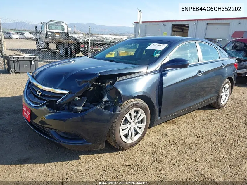 2012 HYUNDAI SONATA VIN 5NPEB4AC6CH352202 — фото 2