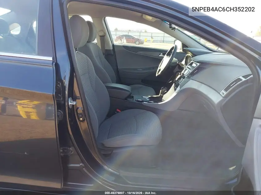2012 HYUNDAI SONATA VIN 5NPEB4AC6CH352202 — фото 5