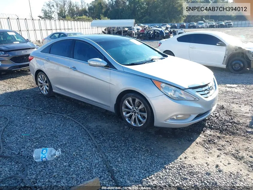 HYUNDAI SONATA 2012, VIN 5NPEC4AB7CH394012