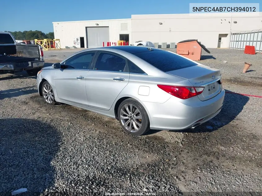 2012 HYUNDAI SONATA VIN 5NPEC4AB7CH394012 — фото 3