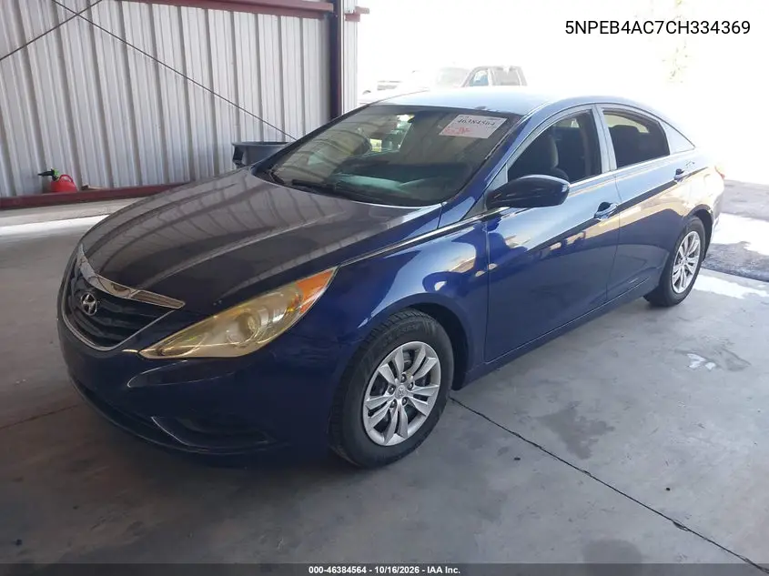 2012 HYUNDAI SONATA VIN 5NPEB4AC7CH334369 — фото 2