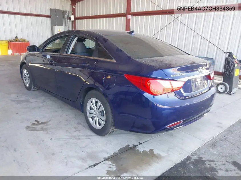 2012 HYUNDAI SONATA VIN 5NPEB4AC7CH334369 — фото 3