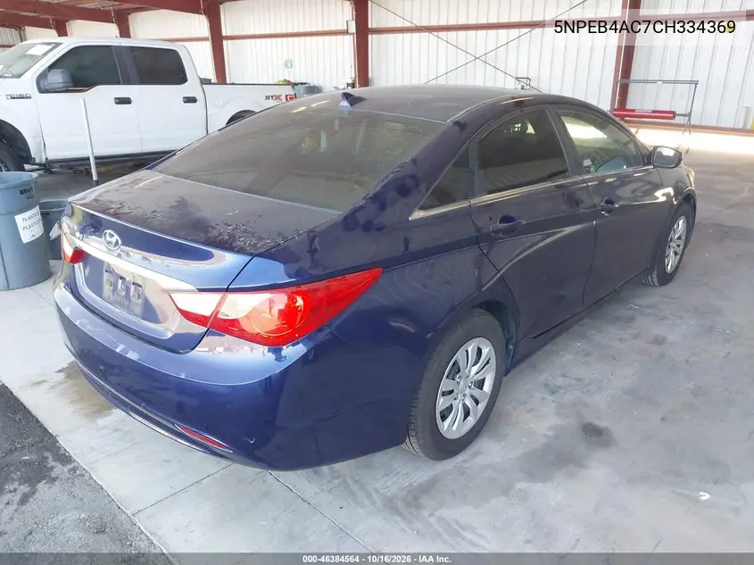 2012 HYUNDAI SONATA VIN 5NPEB4AC7CH334369 — фото 4