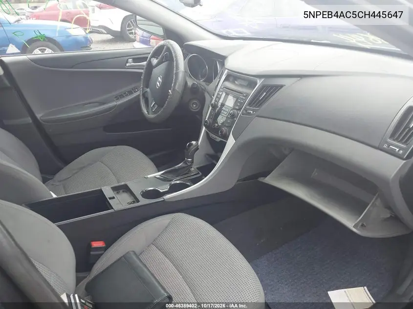 2012 HYUNDAI SONATA VIN 5NPEB4AC5CH445647 — фото 5