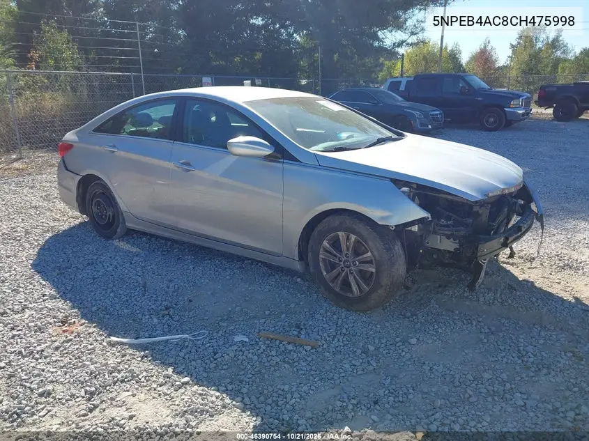 HYUNDAI SONATA 2012, VIN 5NPEB4AC8CH475998