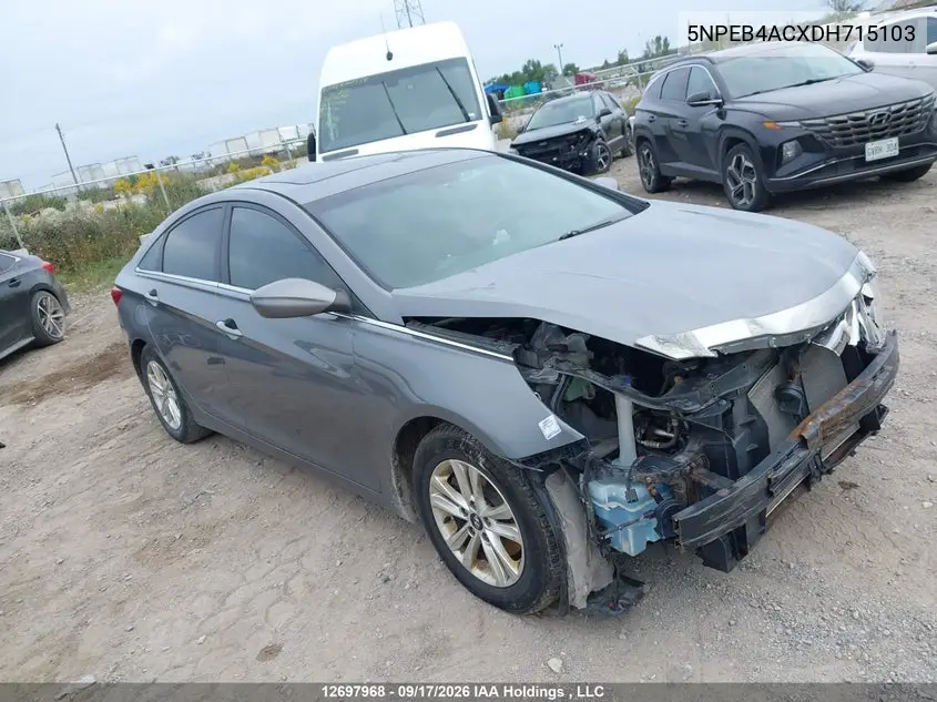 HYUNDAI SONATA 2013, VIN 5NPEB4ACXDH715103