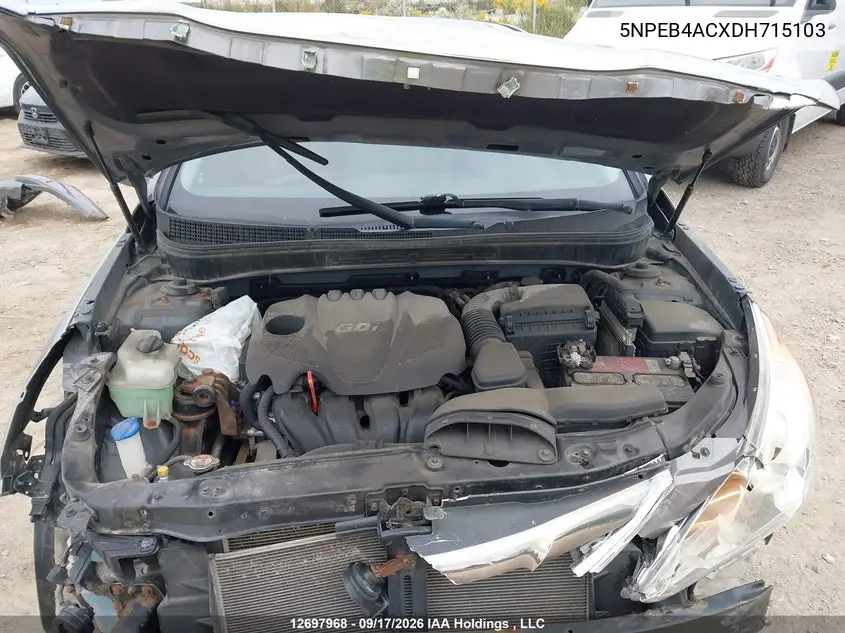 2013 HYUNDAI SONATA VIN 5NPEB4ACXDH715103 — фото 10