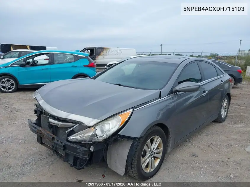 2013 HYUNDAI SONATA VIN 5NPEB4ACXDH715103 — фото 2
