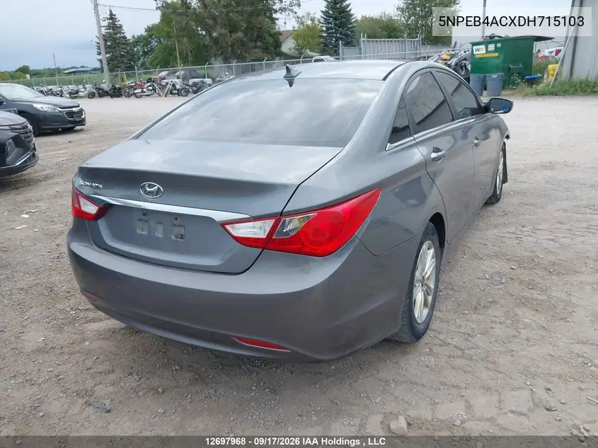 2013 HYUNDAI SONATA VIN 5NPEB4ACXDH715103 — фото 4