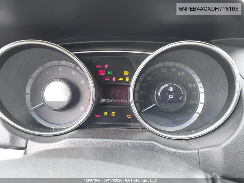 2013 HYUNDAI SONATA VIN 5NPEB4ACXDH715103 — фото 7