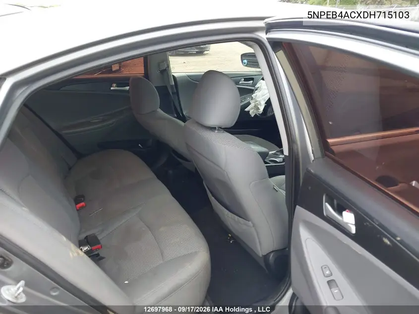2013 HYUNDAI SONATA VIN 5NPEB4ACXDH715103 — фото 8