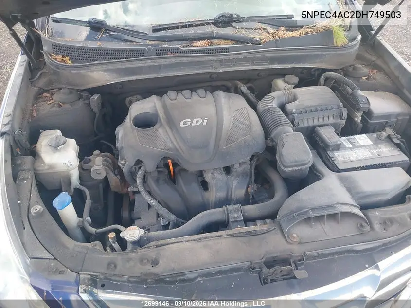 2013 HYUNDAI SONATA VIN 5NPEC4AC2DH749503 — фото 10
