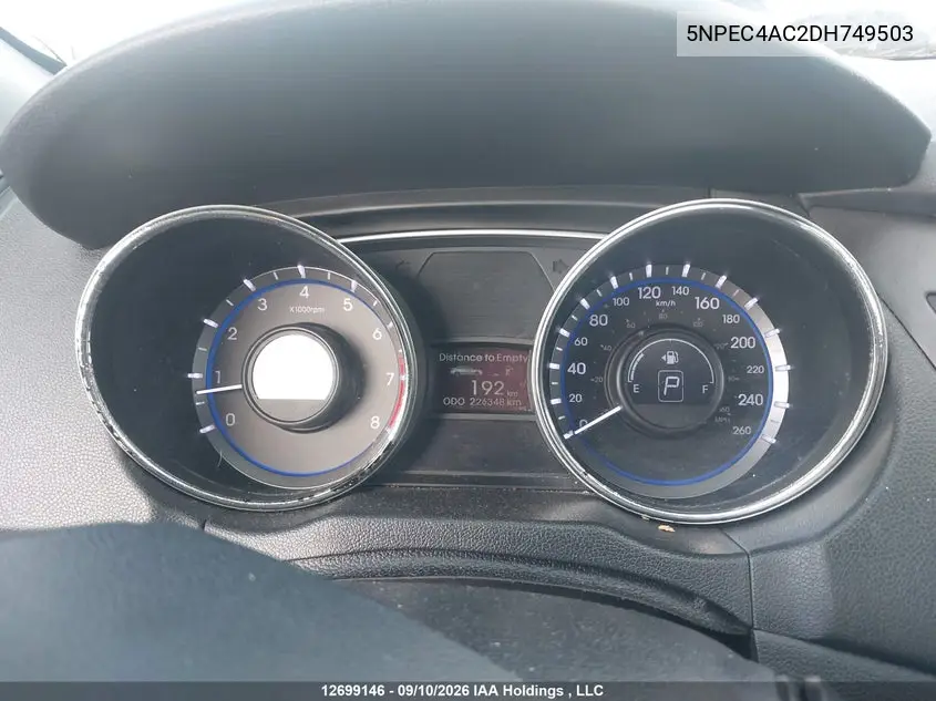 2013 HYUNDAI SONATA VIN 5NPEC4AC2DH749503 — фото 7