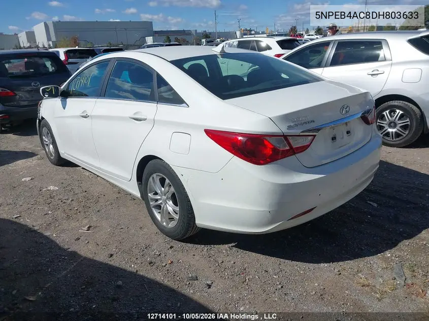 2013 HYUNDAI SONATA VIN 5NPEB4AC8DH803633 — фото 3