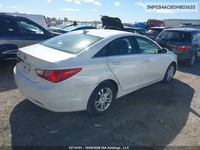 2013 HYUNDAI SONATA VIN 5NPEB4AC8DH803633 — фото 4