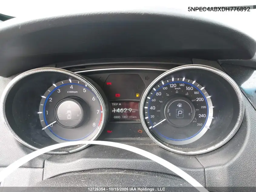 2013 HYUNDAI SONATA VIN 5NPEC4ABXDH776892 — фото 7