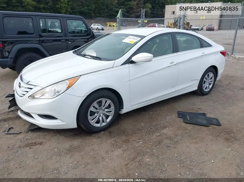 2013 HYUNDAI SONATA VIN 5NPEB4AC8DH540835 — фото 2