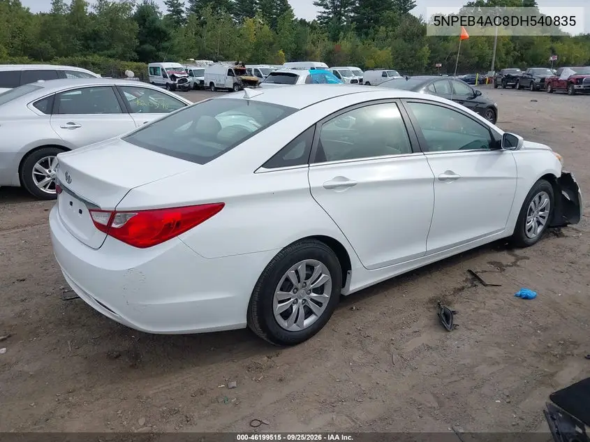 2013 HYUNDAI SONATA VIN 5NPEB4AC8DH540835 — фото 4