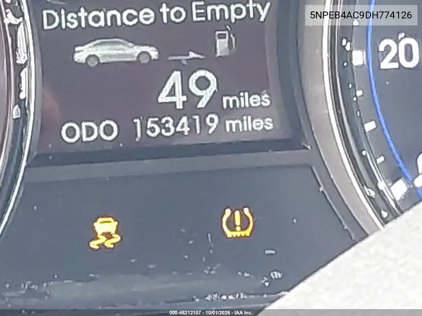 2013 HYUNDAI SONATA VIN 5NPEB4AC9DH774126 — фото 7