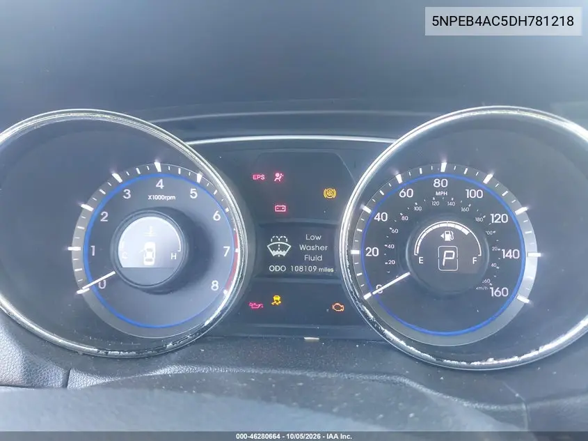 2013 HYUNDAI SONATA VIN 5NPEB4AC5DH781218 — фото 7