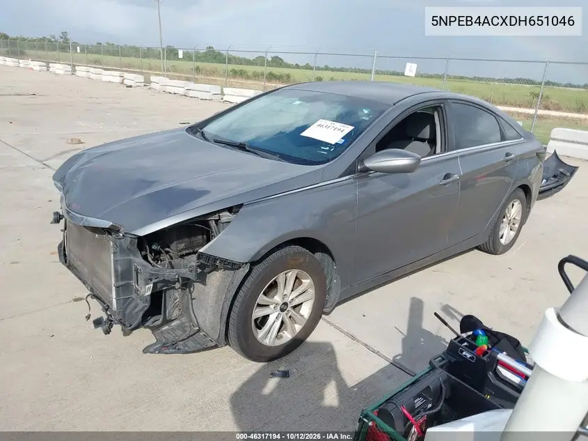 2013 HYUNDAI SONATA VIN 5NPEB4ACXDH651046 — фото 2